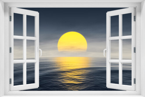 Fototapeta Naklejka Na Ścianę Okno 3D - great sunset over the ocean with curved horizon
