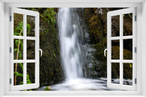 Fototapeta Naklejka Na Ścianę Okno 3D - Small waterfall in the forest, Carding Mill Valley, Church Stretton,  England, Europe