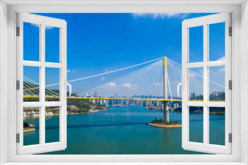 Fototapeta Naklejka Na Ścianę Okno 3D - Top view of Ting Kau bridge