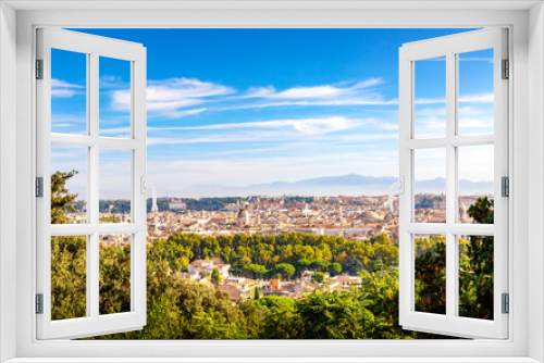 Panoramic view of historic center of Romem Italy from the Gianicolo hill during summer sunny day.