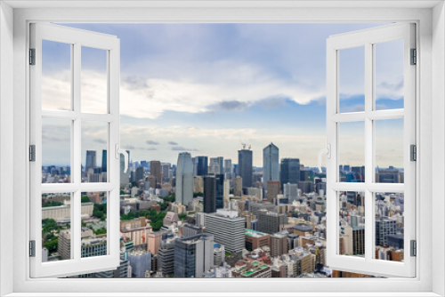 Fototapeta Naklejka Na Ścianę Okno 3D - 東京都港区浜松町から見た東京の都市風景
