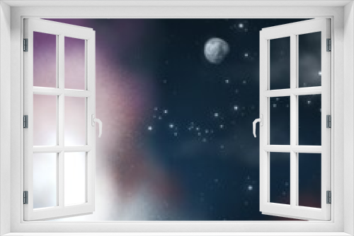 Fototapeta Naklejka Na Ścianę Okno 3D - night cloudy sky moon galaxy background illustration