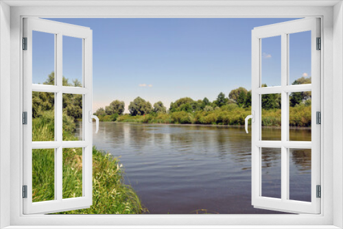 Fototapeta Naklejka Na Ścianę Okno 3D - Landscape overlooking the river on a calm summer day. Pripyat River.