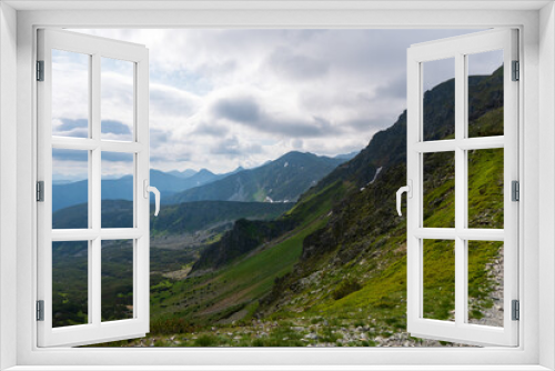 Fototapeta Naklejka Na Ścianę Okno 3D - Panoramic photo of summer mountain of Tatra ridge, Slovakia, summer in the mountains. Travel and hike