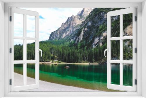 Fototapeta Naklejka Na Ścianę Okno 3D - Dolomites mountains, Italy, Europe. View of Lago di Braies.