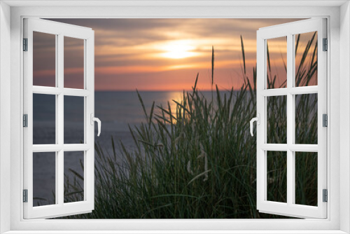 Fototapeta Naklejka Na Ścianę Okno 3D - zachód słońca, plaża, wydma