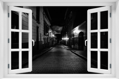 Fototapeta Naklejka Na Ścianę Okno 3D - Old street in the night in Bogota