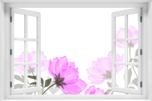 Fototapeta Naklejka Na Ścianę Okno 3D - Vector background with a blooming pink peony.Flower frame isolated on white background.Floral Botanical watercolor illustration.