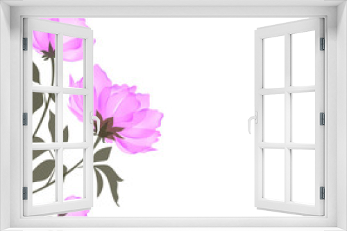 Fototapeta Naklejka Na Ścianę Okno 3D - Vector background with a blooming pink peony.Floral Botanical watercolor illustration isolated on white background.