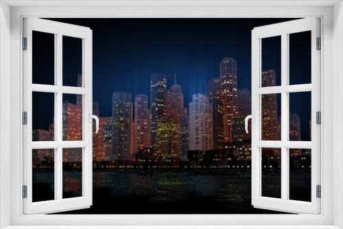 Fototapeta Naklejka Na Ścianę Okno 3D - skyline at night