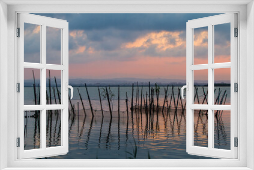 Fototapeta Naklejka Na Ścianę Okno 3D - Sunset over Albufera freshwater lagoon