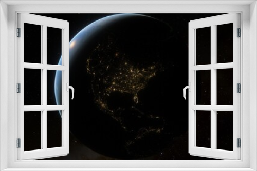 Fototapeta Naklejka Na Ścianę Okno 3D - View of planet earth from space, detailed planet surface, science fiction wallpaper, cosmic landscape 3D render