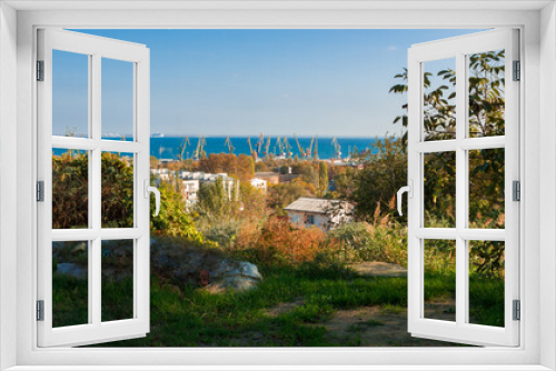 Fototapeta Naklejka Na Ścianę Okno 3D - The view of the Feodosian harbour from the hills neaby. Crimea.