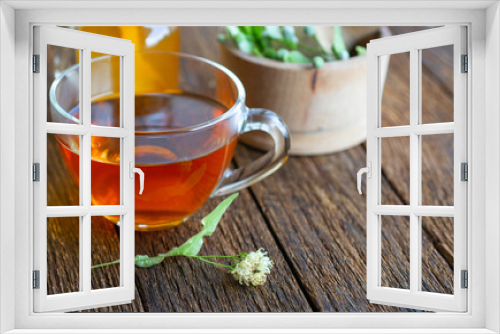 Fototapeta Naklejka Na Ścianę Okno 3D - herbal Cup of healthy tea from linden flowers. alternative, complementary traditional medicine concept  improve the functioning of the stomach