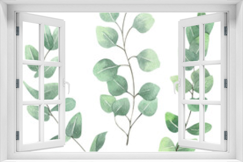 Fototapeta Naklejka Na Ścianę Okno 3D - Watercolor eucalyptus leaves set