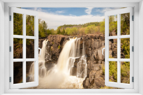 Fototapeta Naklejka Na Ścianę Okno 3D - High falls waterfall on Minnesota and Canada Border 