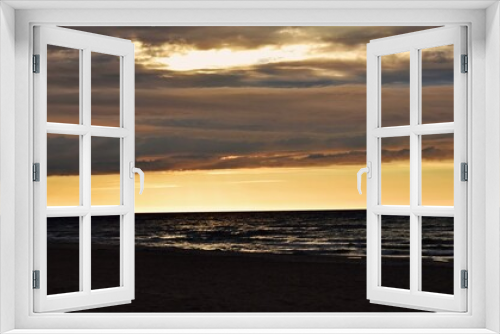 Fototapeta Naklejka Na Ścianę Okno 3D - Zachód słońca na morzem