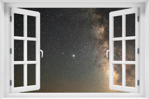 Fototapeta Naklejka Na Ścianę Okno 3D - Beautiful starry sky with bright milky way galaxy. Night landscape. Astronomical background.  Night photography.
