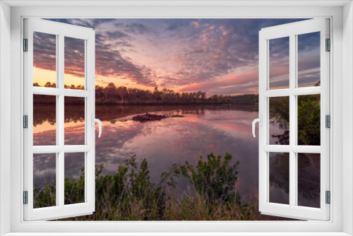 Fototapeta Naklejka Na Ścianę Okno 3D - Beautiful Riverside Sunrise with Reflections
