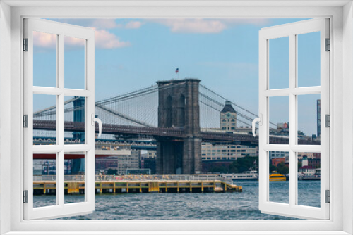 Fototapeta Naklejka Na Ścianę Okno 3D - Brooklyn Bridge and Manhattan Bridge, shot from downtown Manhattan.