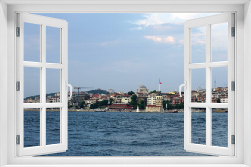 Fototapeta Naklejka Na Ścianę Okno 3D - Watching Istanbul from the Passenger Ferry, Maiden's tower