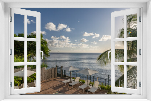 Fototapeta Naklejka Na Ścianę Okno 3D - Caribbean sea view from balcony in Schloelcher, Martinique, France