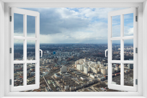 Fototapeta Naklejka Na Ścianę Okno 3D - Russia, Moscow, 2019: view from the Ostankino TV tower to the city panorama