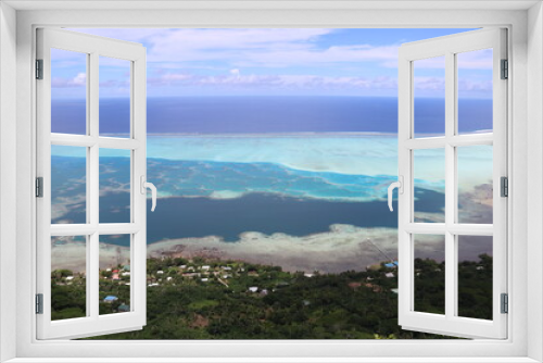 Fototapeta Naklejka Na Ścianę Okno 3D - Lagon et village de Maupiti, Polynésie française