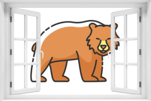 Fototapeta Naklejka Na Ścianę Okno 3D - Brown bear RGB color icon. Large carnivore predator, dangerous woodland creature, forest inhabitant. Common nordic fauna. Grizzly bear isolated vector illustration