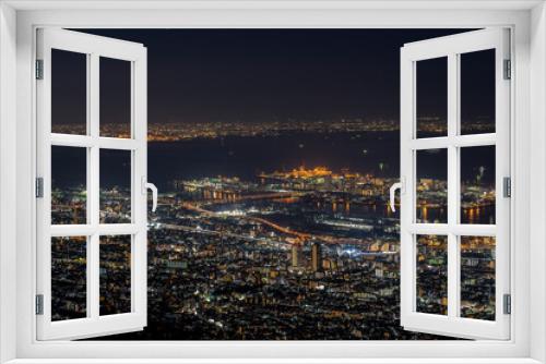 Fototapeta Naklejka Na Ścianę Okno 3D - 六甲、摩耶山の掬星台から見た神戸と大阪の夜景