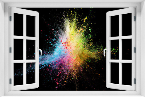 Fototapeta Naklejka Na Ścianę Okno 3D - multi-color powder  explosion on black background.