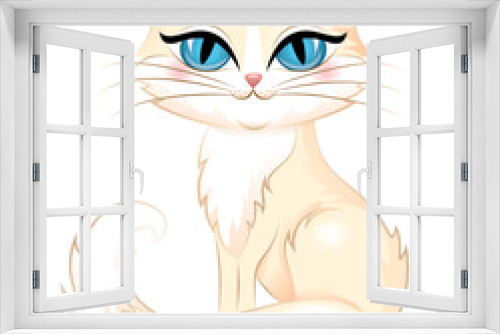 Fototapeta Naklejka Na Ścianę Okno 3D - Cute cat with blue eyes isolated on white.