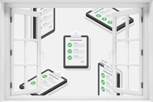 Checklist Isometric & Flat - White Stroke+Shadow icon vector. Flat style vector illustration.