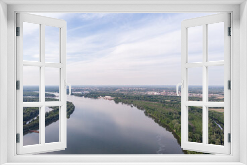 Fototapeta Naklejka Na Ścianę Okno 3D - Aerial Drone view of Danube river and blue sky. Beautiful amazing landscape image of Danube river.