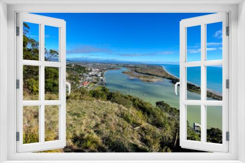 Fototapeta Naklejka Na Ścianę Okno 3D - View of Whakatane town from Puketapu Lookout at Whakatane town in Bay of Plenty, New Zealand