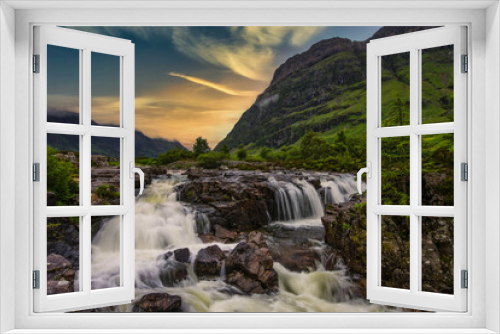 Fototapeta Naklejka Na Ścianę Okno 3D - Waterfalls at sunrise in Glencoe, highlands, Scotland.