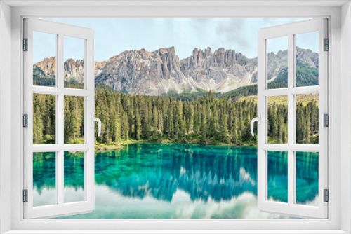 Fototapeta Naklejka Na Ścianę Okno 3D - Carezza lake in the Italian Dolomites