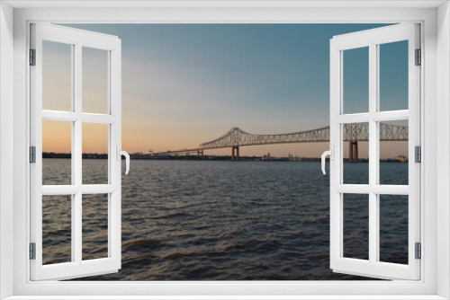 Fototapeta Naklejka Na Ścianę Okno 3D - Commodore Barry Bridge at Sunset Over Delaware River