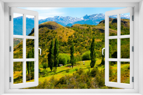 Fototapeta Naklejka Na Ścianę Okno 3D - Green Pasture in the Patagonia Andes