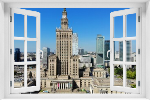 Fototapeta Naklejka Na Ścianę Okno 3D - Amazing view from above. The capital of Poland. Great Warsaw. city center and surrondings. Aerial photo created by drone. Palace of culture and science.