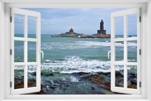 Fototapeta Naklejka Na Ścianę Okno 3D - The statue of Thiruvalluvar, and Swami Vivekananda Memorial - Kanyakumari. Located in the south end of the Indian Sub continent, one of the most visited pilgrim destinations.