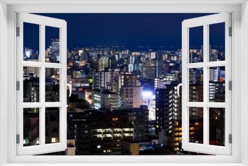 Fototapeta Naklejka Na Ścianę Okno 3D - 城山より見る鹿児島市街地の夜景と桜島	