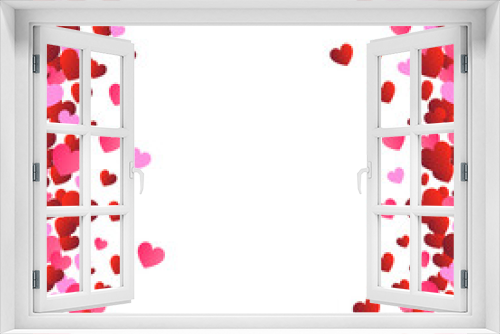 Valentines day background, vector. Red and pink hearts isolated on white background. Valentines day backdrop for love poster, wallpaper and wedding card. Creative art concept, vector illustration