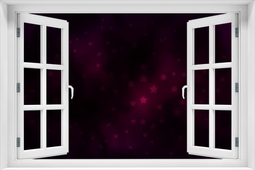 Fototapeta Naklejka Na Ścianę Okno 3D - Dark Purple vector background with small and big stars. Shining colorful illustration with small and big stars. Best design for your ad, poster, banner.