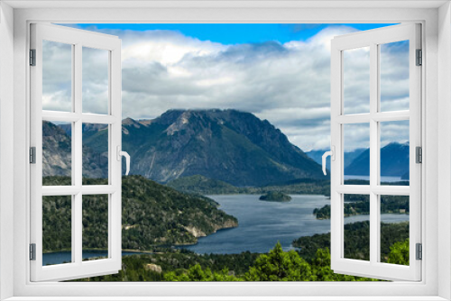 Fototapeta Naklejka Na Ścianę Okno 3D - Panoramic view of the mountains, lakes and forest in Bariloche, Patagonia, Argentina
