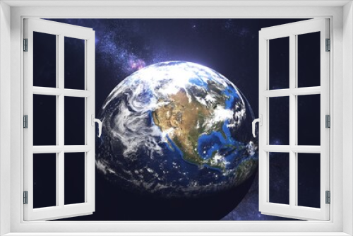 Fototapeta Naklejka Na Ścianę Okno 3D - Earth View in the Outer Space Illustration. Abstract Wallpaper. 3D Rendering of Earth Planet