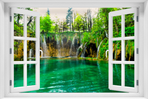 Fototapeta Naklejka Na Ścianę Okno 3D - Water cascade at Plitvice Natural Park in Croatia.