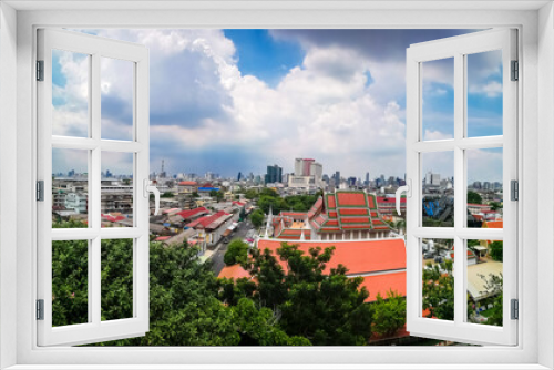 Fototapeta Naklejka Na Ścianę Okno 3D - Bangkok landscape from Wat srakesa,located in Bangkok,Thailand