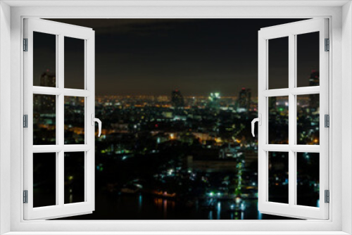 Fototapeta Naklejka Na Ścianę Okno 3D - Panoramaaufnahme von Bangkok bei Nacht