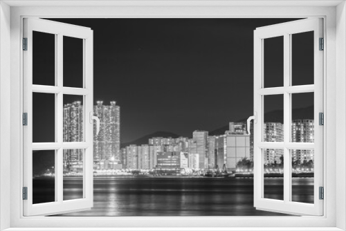 Fototapeta Naklejka Na Ścianę Okno 3D - Skyline and harbor of Hong Kong city at night